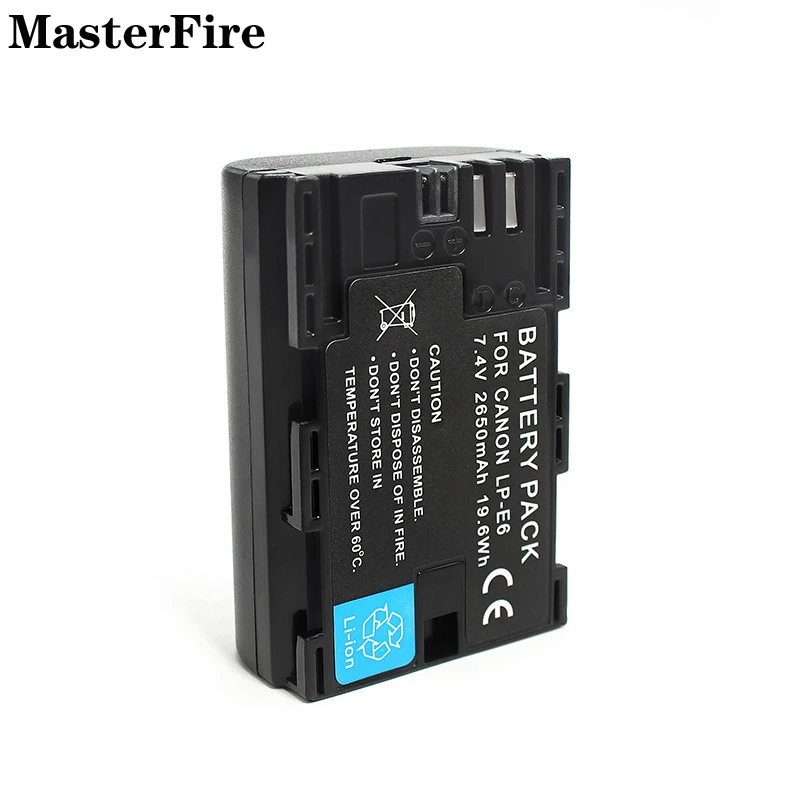 

7.4V 2650mah Rechargeable Li-ion Battery LP-E6 LPE6 For Canon EOS 5D4 70D 7D2 60D 80D 90D 7D 6D R5 R6 R5C 5D2 5D3 6D2 Batteries