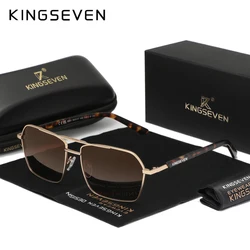 KINGSEVEN Causal Leopard Rectangle Sunglasses Men Polarized UV400 Lens Eye Protection Aluminum Glasses Driving Vacation Eyewear