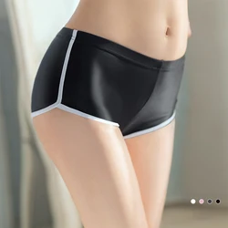 Women Sexy Erotic Soft Breathable Seamless Oil Shiny Glossy Underwear Stretch Panties Smooth Shorts Solid Ladiess