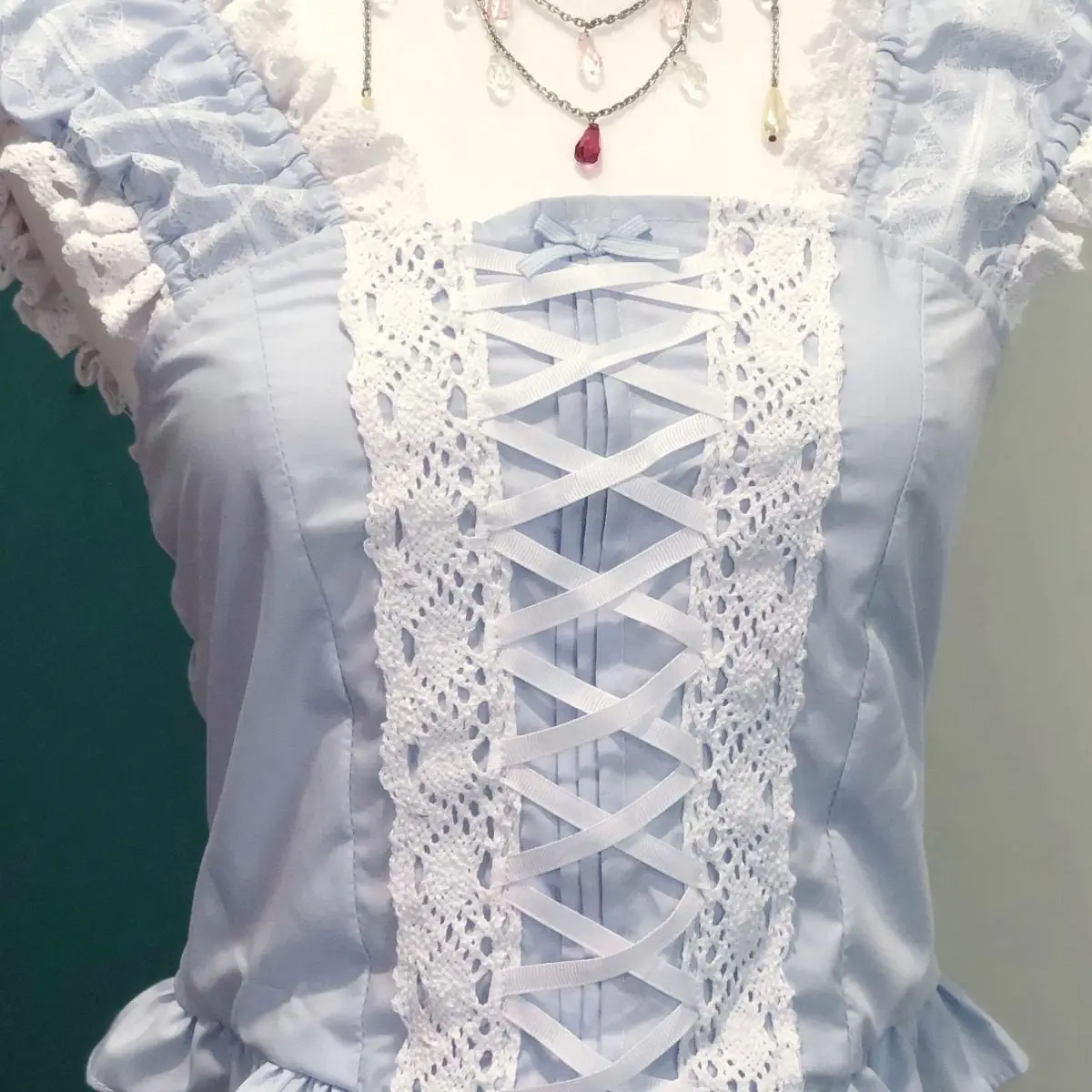 NONSAR Japanese Style Mori Girl Lolita Skirt Sweet Sleeveless Top Inside Vintage Doll Sense Lace Printed Skirts