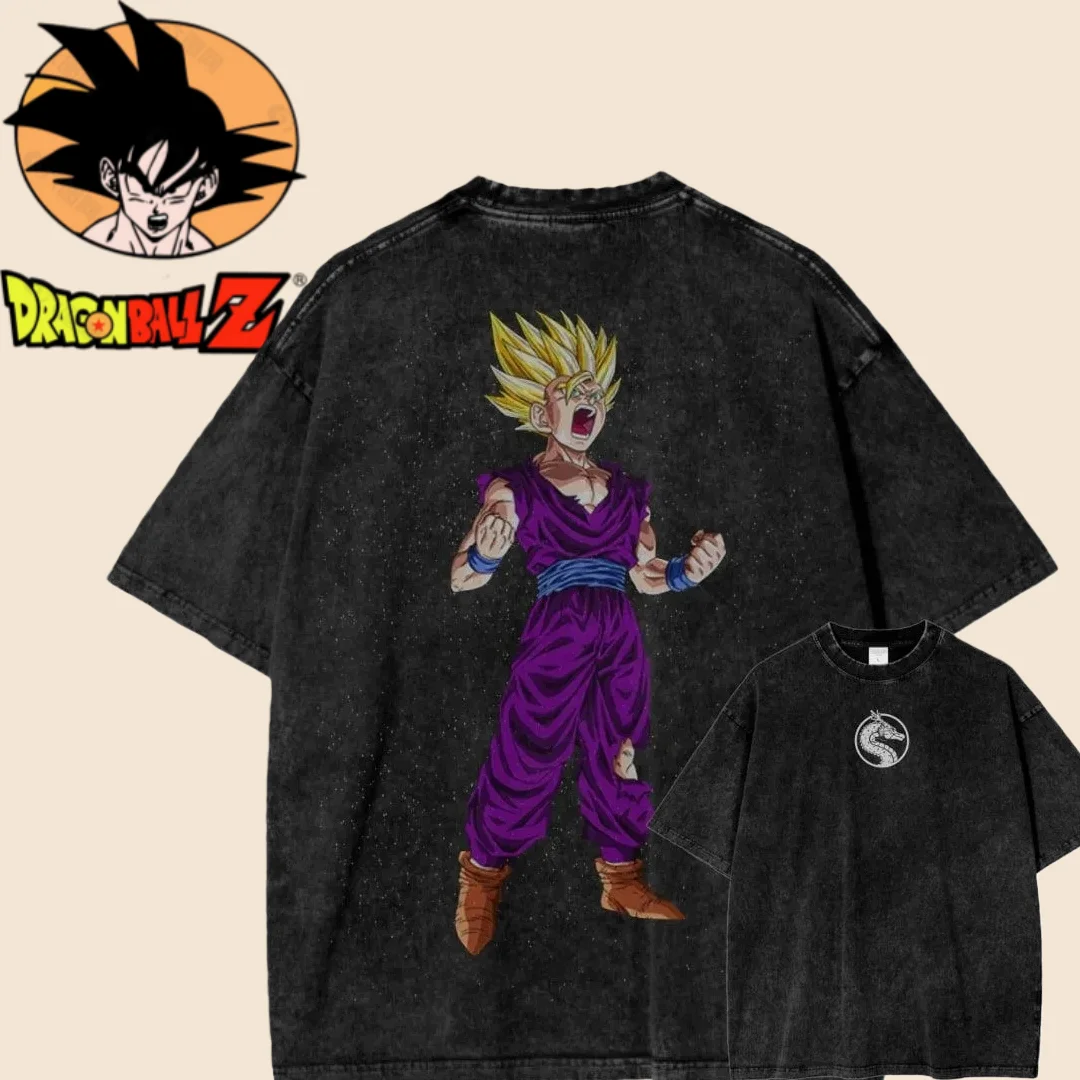 

Dragon Ball Anime Men Women New Trend Explosion Role Playing Washed T-shirt Cotton Loose Large Casual Sports Fitness Clothing