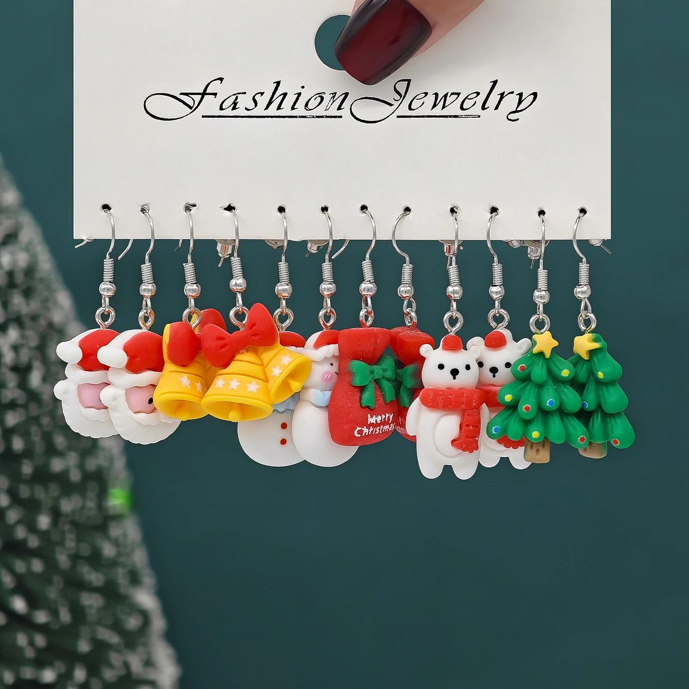 xmas resin earrings set santa tree gingerbread bell snowman funky holiday gift