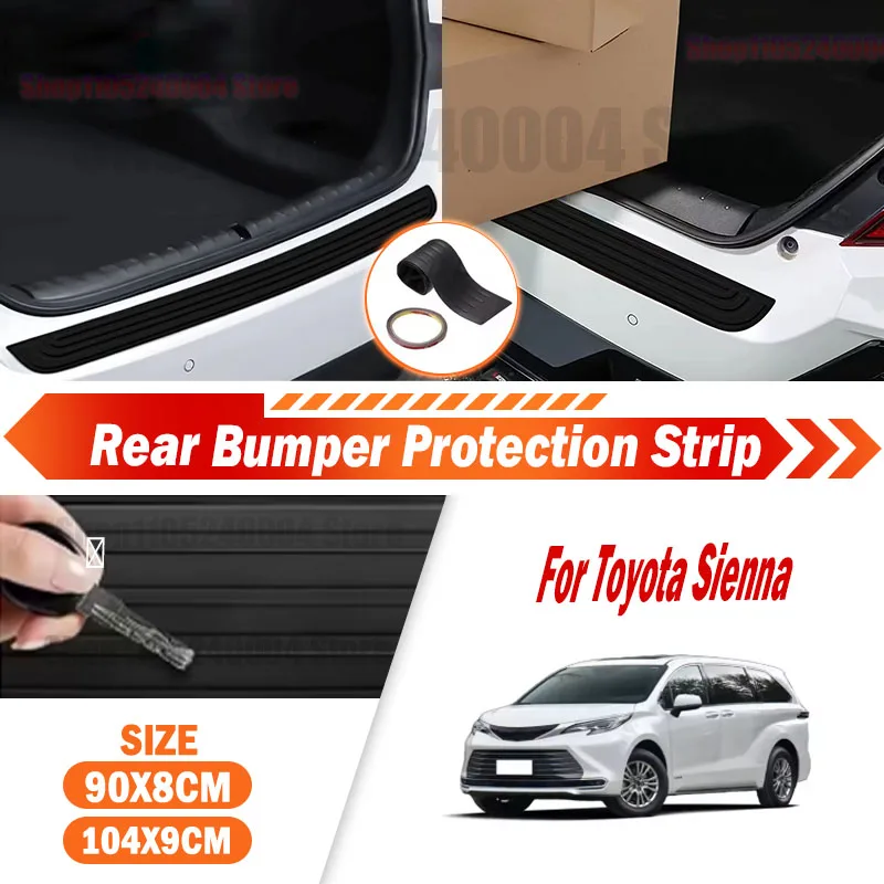 For Toyota Sienna Car Trunk Sill Anti-Scratch Guard Strip Rear Bumper Rubber Protector Decorative Cover Sticker