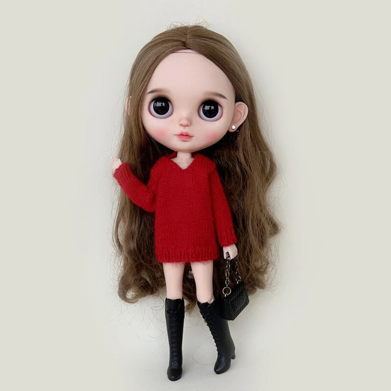 New Arrival 1Pcs Handmade Blythe Doll Clothes Fashion Red Sweater for Blyth Barbie Azone Licca 1/6 Dolls Accessories