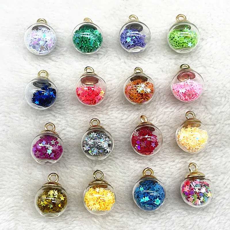 New 10pcs 21x16mm Magic Ball Transparent Glass Beads Transparent Pendant Pentagram for Christmas Decoration