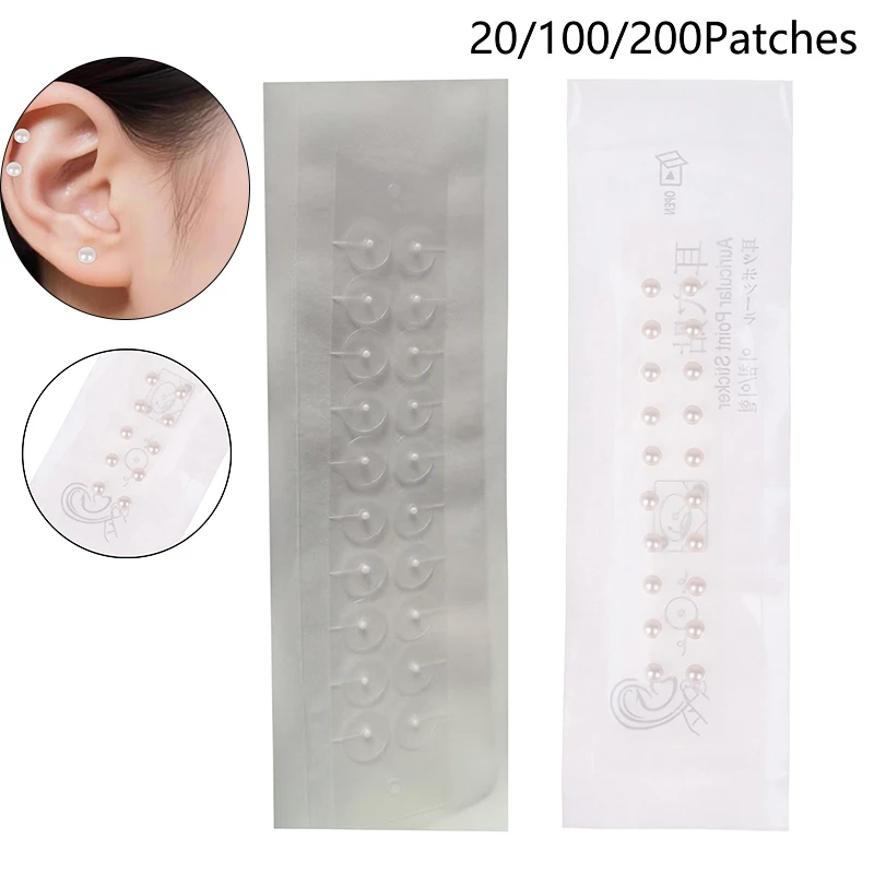 

20/100/200Patches Pearl Ear Care Seed Acupuncture Auricular Disposable Ear Stickers Massage Therapy Needle Patch Auriculotherapy