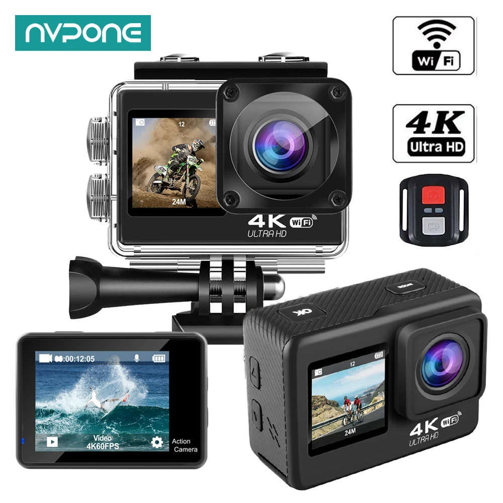 

4K 60FPS Cameras Action Camera 24MP 2.0 Touch LCD 4X EIS Dual Screen WiFi Waterproof Remote Control Webcam Sport Video Recorder