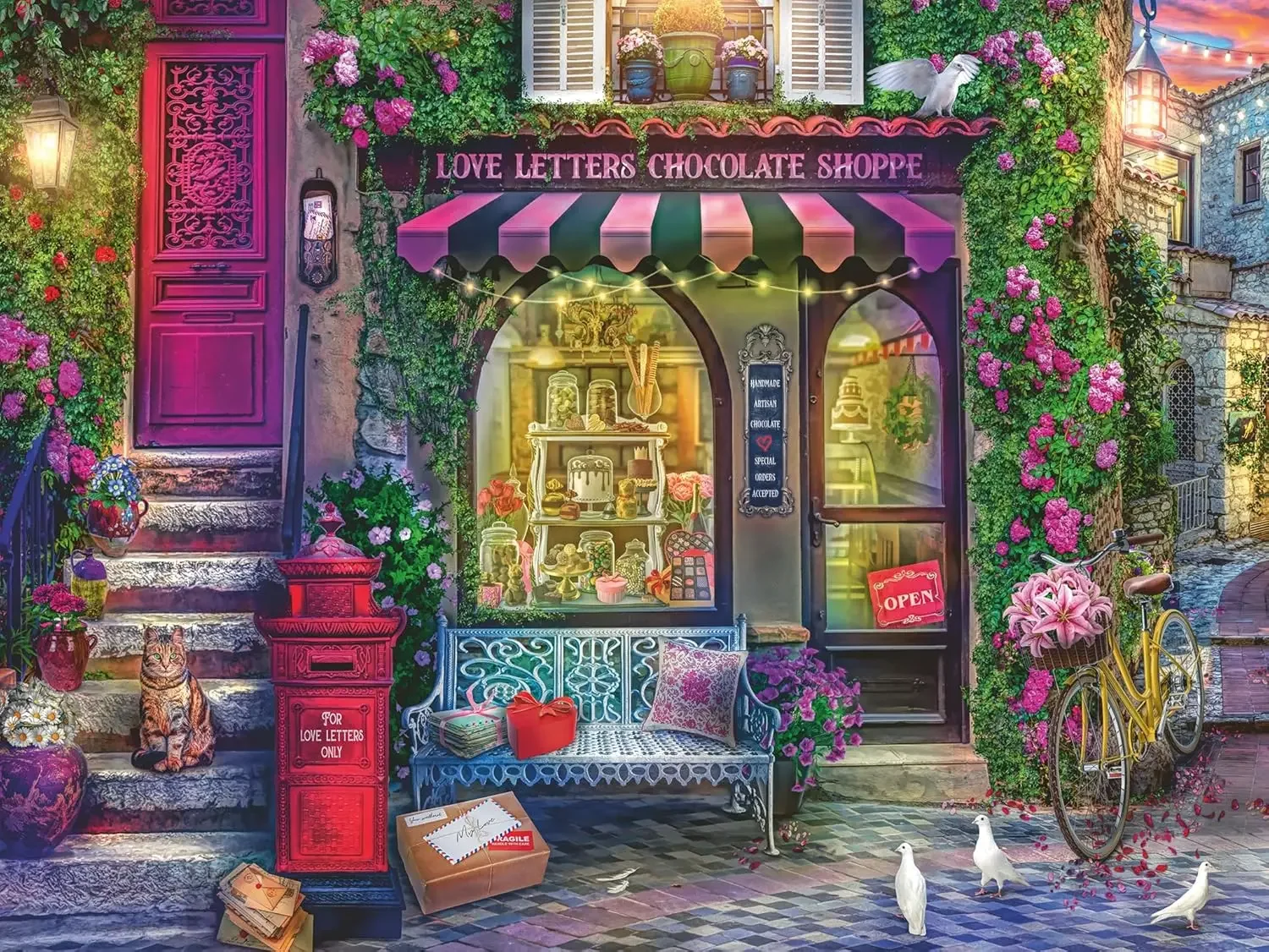 

Love Letters and Chocolate 300/500/1000 Pcs Jigsaw Wooden Puzzle for Gameroom Bedroom Livingroom Decor Holiday Birthday Gift
