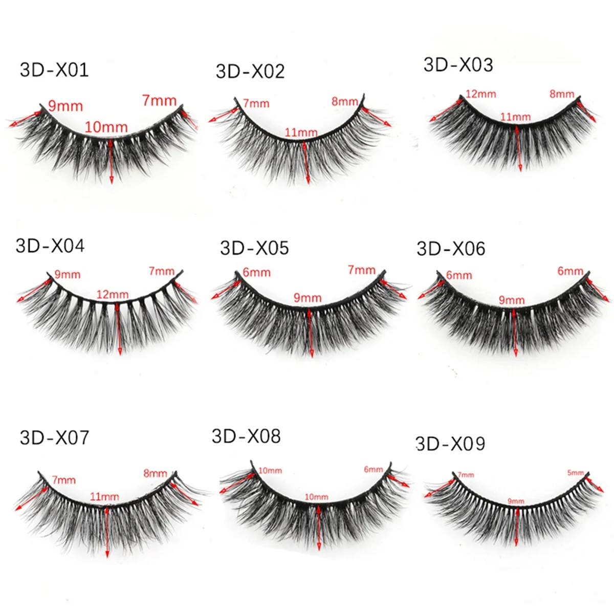 3DX-08 5 Paar natürliche weiche 3D falsche Wimpern handgemachte gefälschte Wimpern Faux Cils Make-up