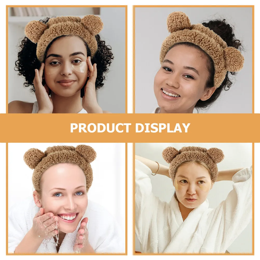 

3Pcs Bear Ears Headbands Soft Comfortable Elastic Makeup Headbands Face Washing Spa Skincare Hairbands for Women