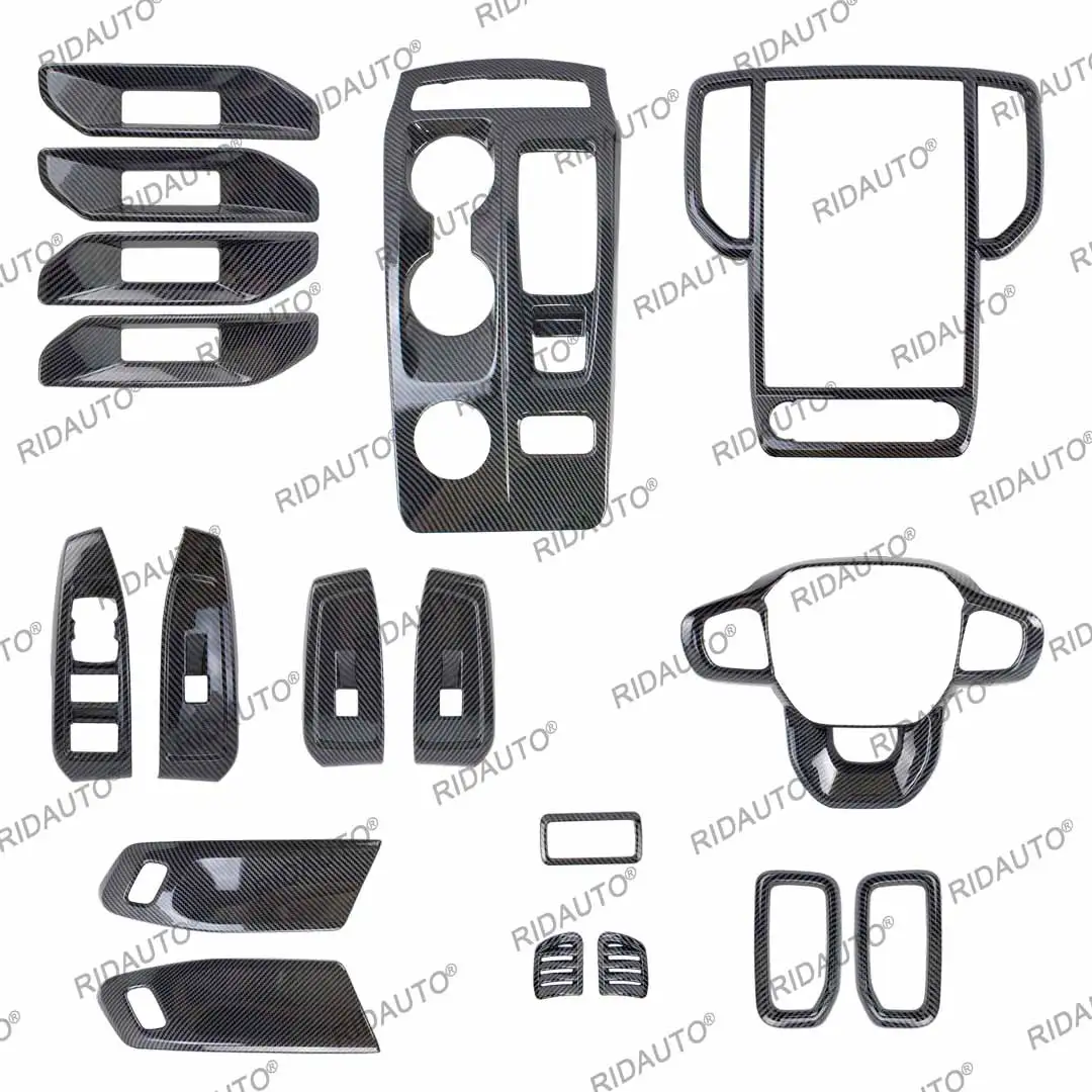 Carbon Fiber Style Look Car Interior Cover Trim Overlay Panel Decoration For Next Gen FORD RANGER WILDTRAK 2023 2024 Upgrade