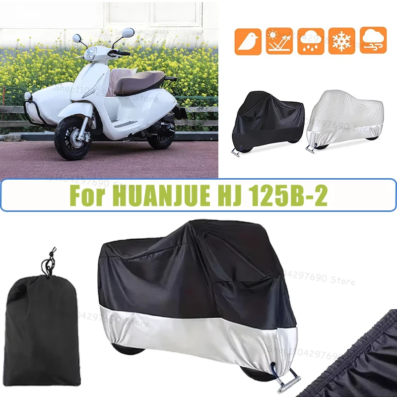 210D Oxford Motorcycle Cover Waterproof All Season UV Protection For HUANJUE HJ 125B-2 Anti-Tear Windproof Motorbike Cover