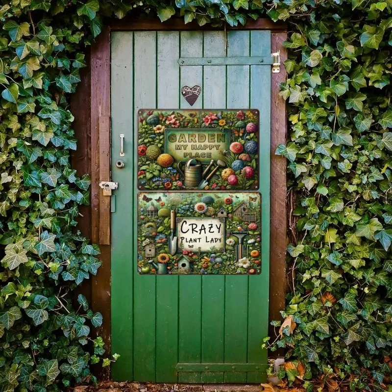 Metal Tin Poster Gardens Bees Roses Retro Metal Tin Sign Plaque Poster for Bar Club Wall Decor Retro Vintage Wall Plate Pendant