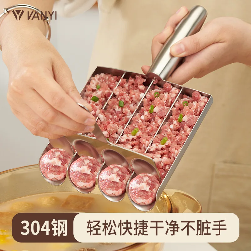 

304 Stainless Steel Meatball Maker Tool, Home Use Fish Ball Shrimp Paste Mold for Rice Balls & Meat Filling