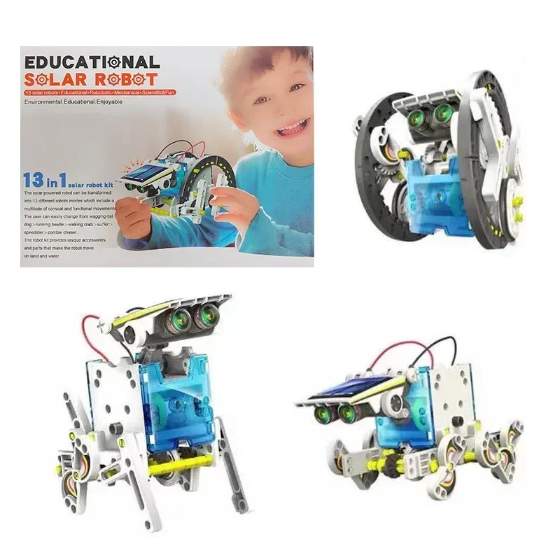 DIY Solar Powered Robot Kit 13-in-1 Educational Toys for Kids Science Assembly Transformation Robot Perfect Boy Gift for School