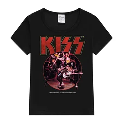 子供用kissバンドTシャツ,半袖トップス,ストリートウェア,男の子と女の子の原宿ファッション,夏,新しいコレクション2024