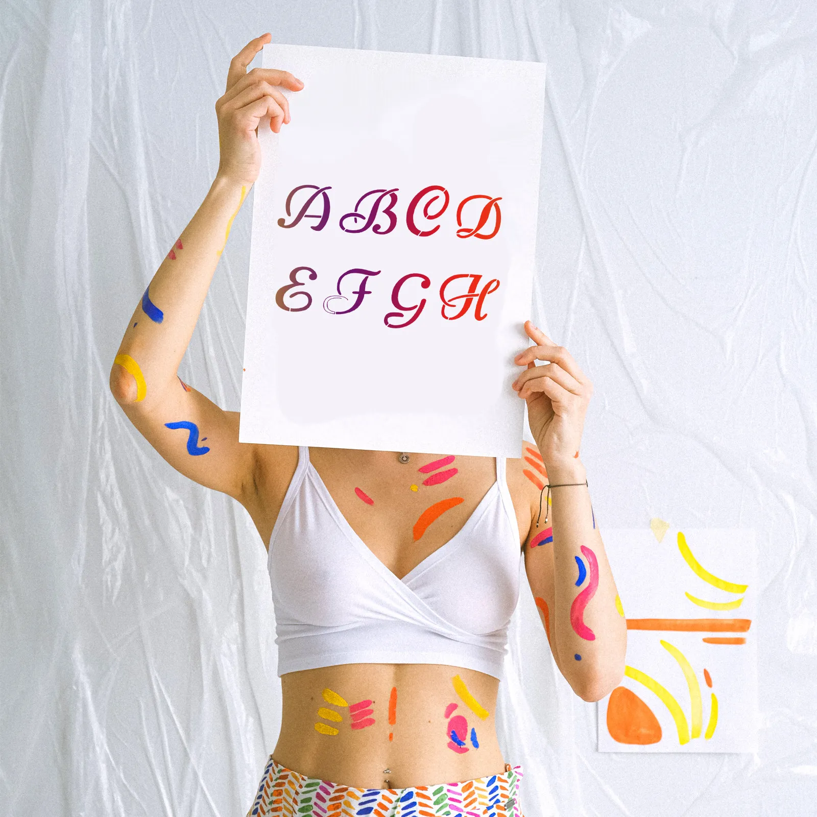 Art Craft Door - แม่แบบวาดภาพ 40 ชิ้น ลายตัวอักษร ตัวเลข และสัญลักษณ์