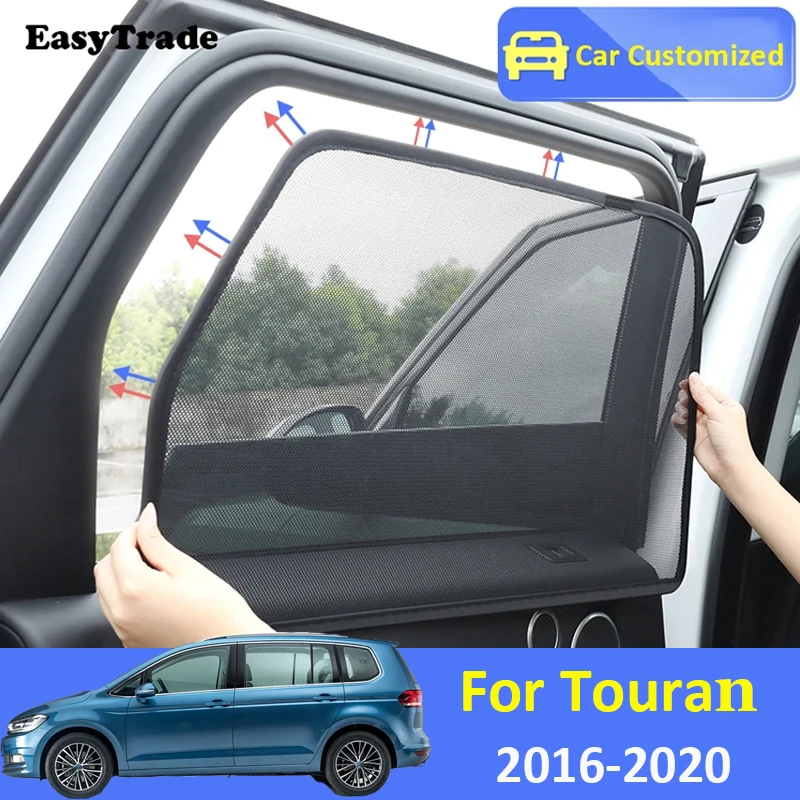 For Touran 2016-2020 Magnetic Car Sunshade Side Window Mesh Curtains Sunscreen Heat Insulation Sun Visor Cover