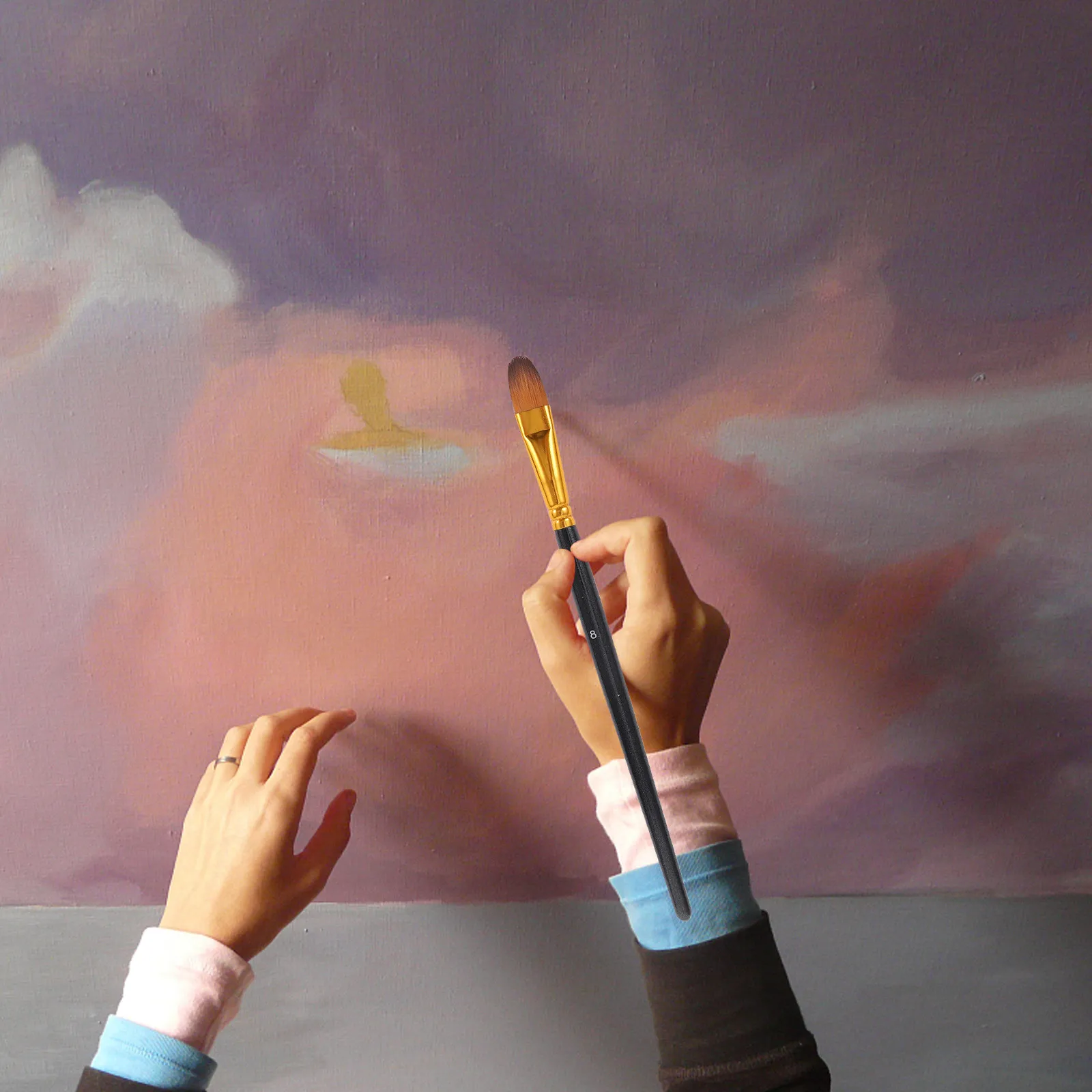 1Set Oil Painting Brush Set Professional Long Handle Nylon Hair Watercolor Acrylic Drawing Artist Craft Paint Brushes