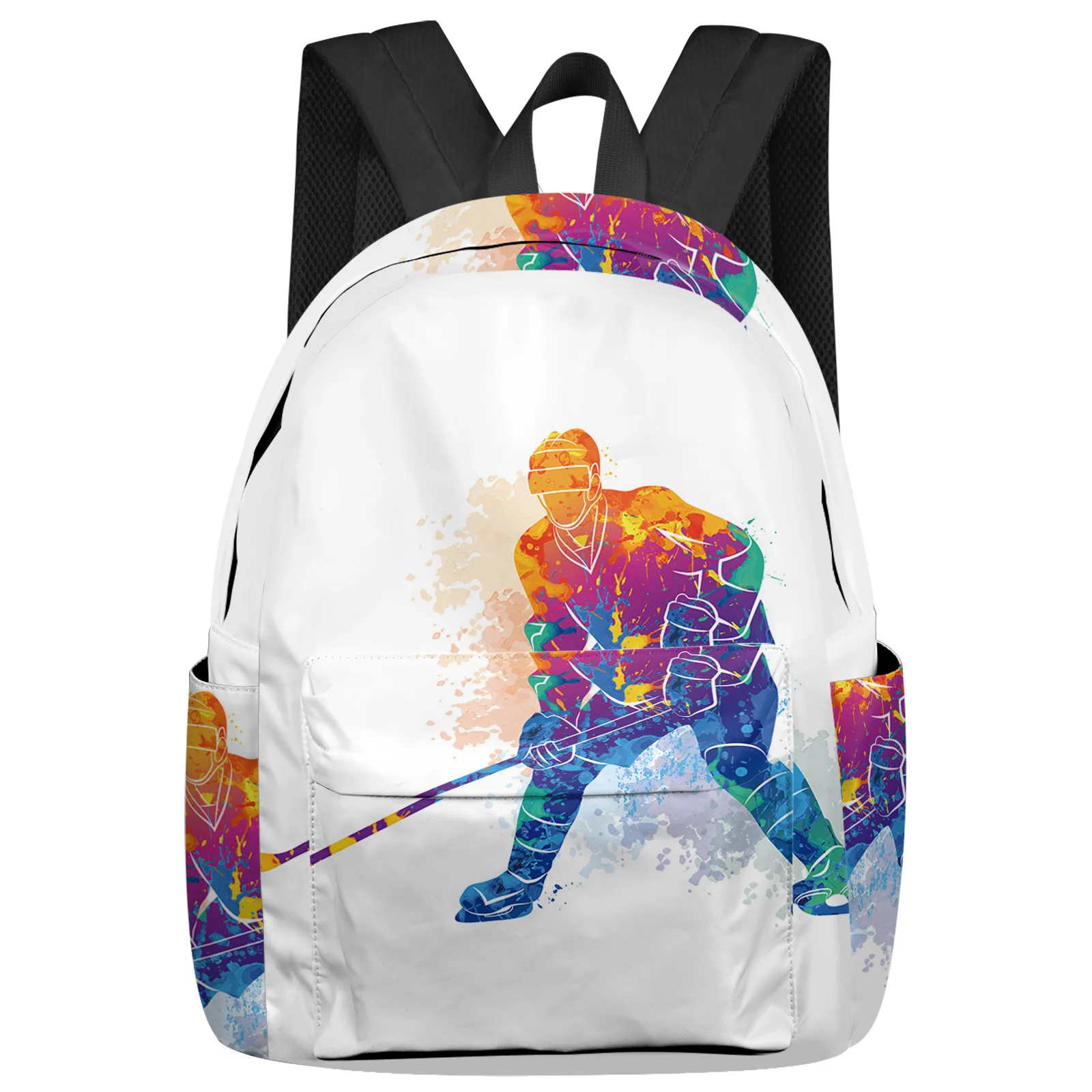 

Watercolor Sport Hockey Player Women Man Backpacks Waterproof Travel School Backpack For Student Boys Girls Laptop Bags Mochilas