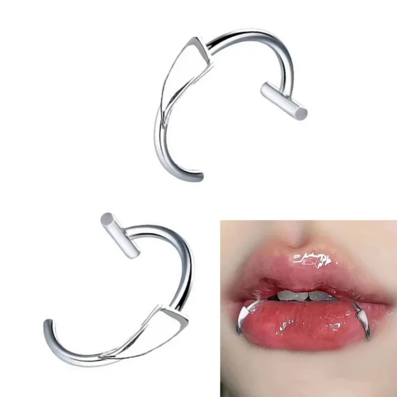 Metal Not Piercing Vampires Lip Ornament Fashion Lip Clip Stainless Steel Texture Present for Party Enthusiasts X3UD