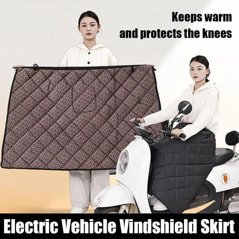 Electric Vehicle Windshield Skirt Plush Thick Waterproof Warm Cold Resistant Ride Windproof Quilt For Motorcycle Motorbike
