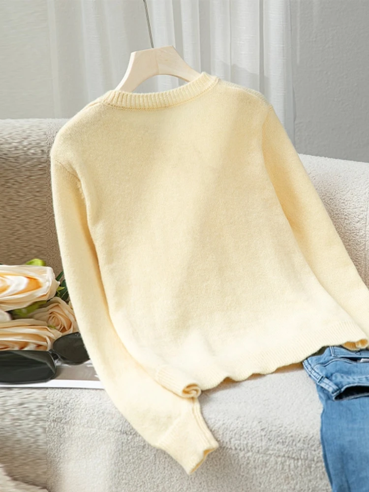 

Модный вязаный кардиган с круглым вырезом, женский элегантный однобортный облегающий кардиган с длинными рукавами, женский осенний шикарный повседневный свитер