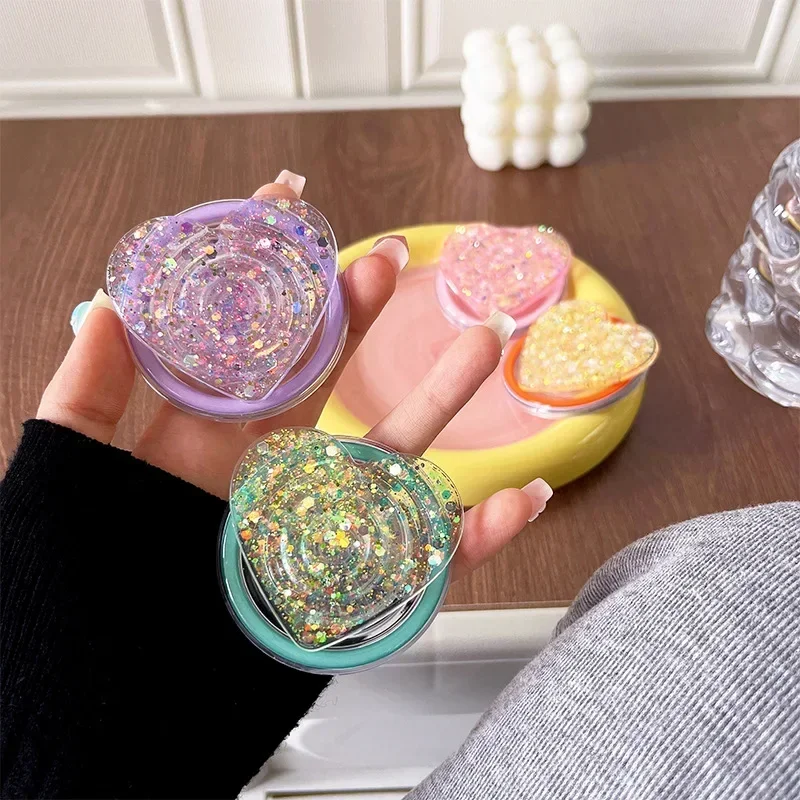 Elegante Glitter paillettes Love Heart Smart Tok per telefono magnetico Magsafe Griptok Grip Tok Stand supporto universale per telefono Smart Tok