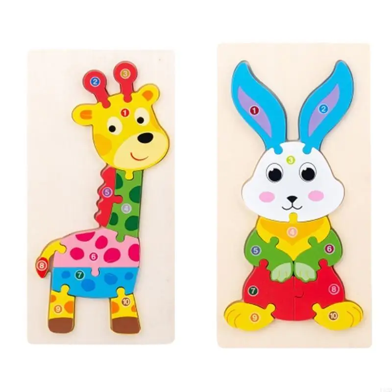 

F62D Kids Building Animal Puzzle Portable Board Supplies Christmas Gift