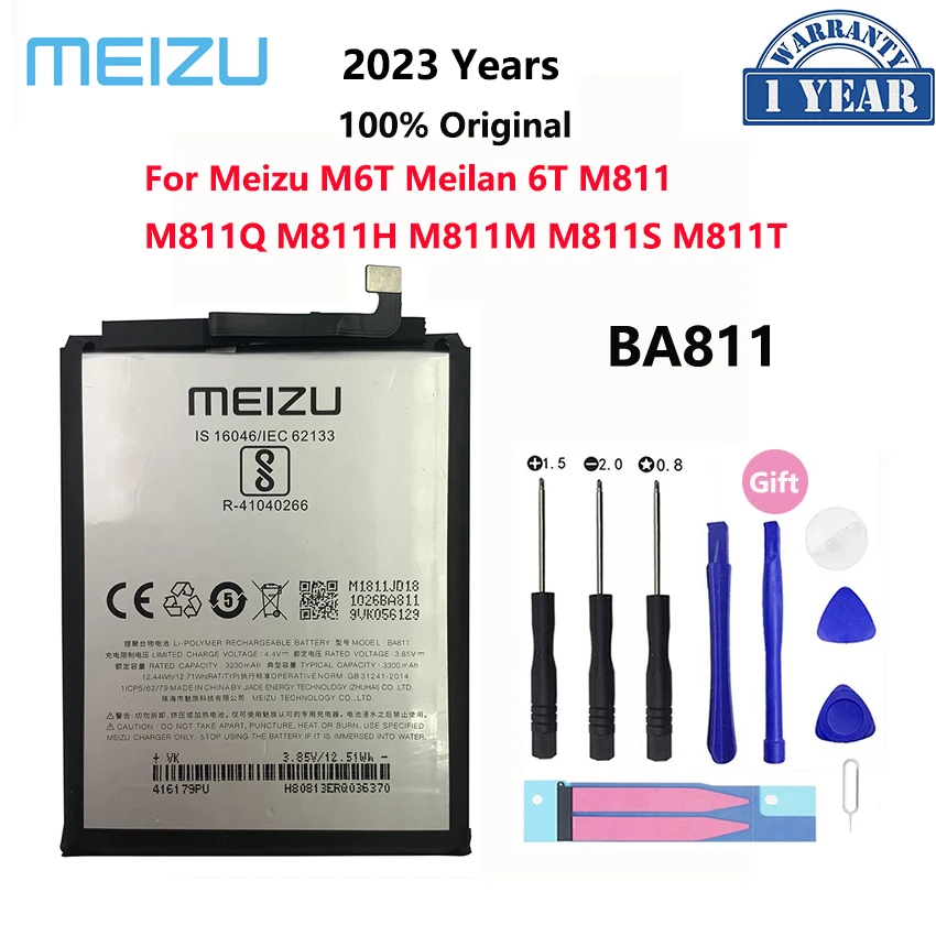 

100% New Original 3300mAh BA811 Batteries For Meizu M6T Meilan 6T M811Q M811H M811M M811S M811T Phone Battery Bateria