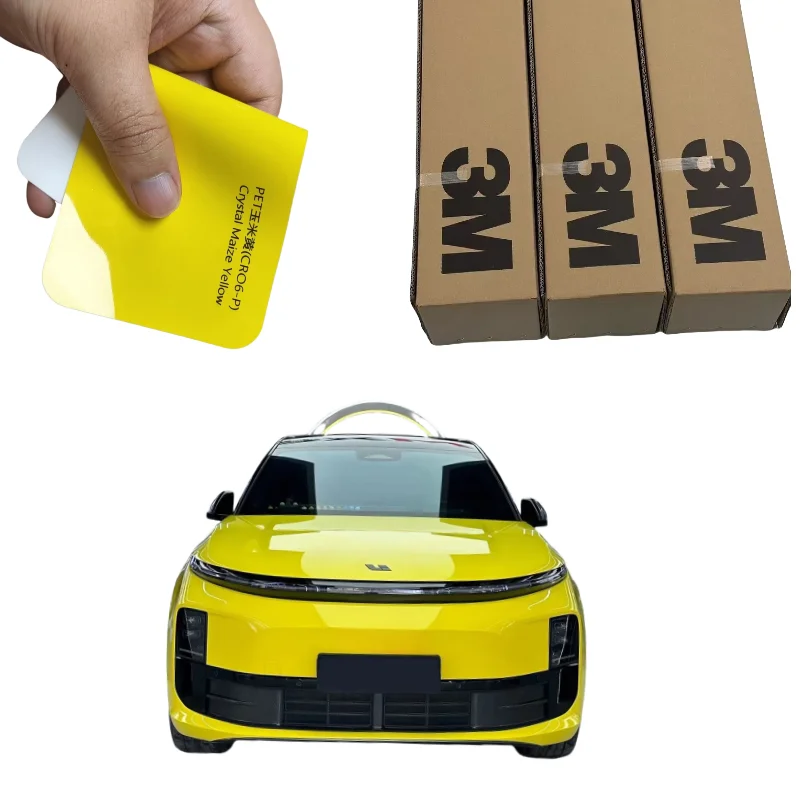 

3M PPF High Gloss Crystal Maize Yellow Car Vinyl Wrap Air Release PET Not Layered Flexible Conformable Easy Removal No Residue