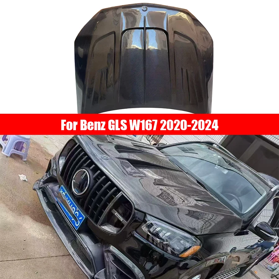 

For Mercedes Benz GLS Class W167 2020-2024 Carbon Fiber Hood Engine Cover Hood Car Headliner Hood Cover Upgrade body kit