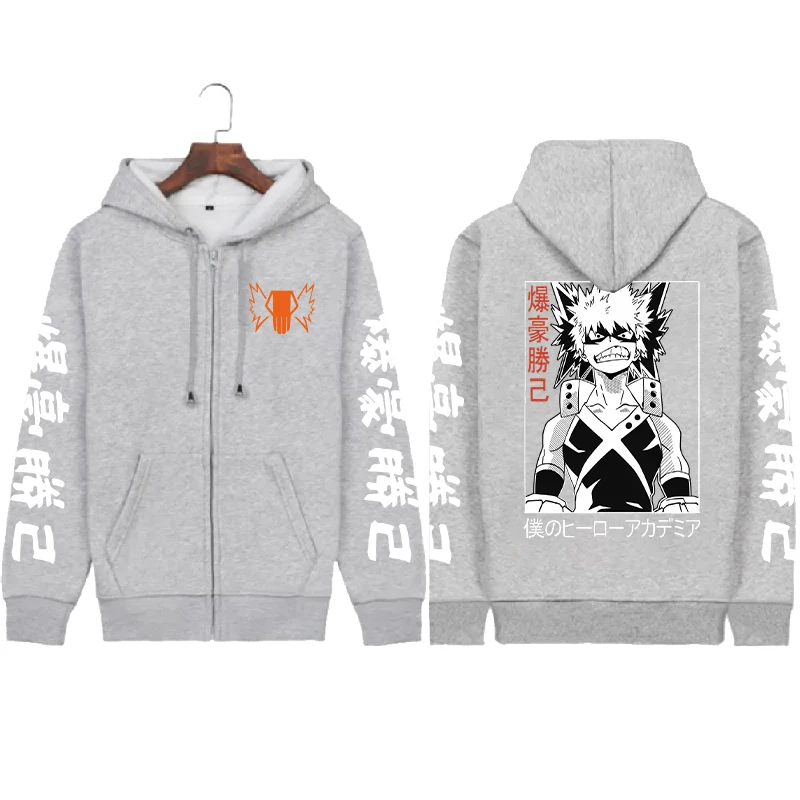 Anime Bakugo Katsuki Print Graphic Oversized Hoodie Harajuku Long Sleeved Sweatshirt Heavy Spiritual Casual Comic Sweatshirt