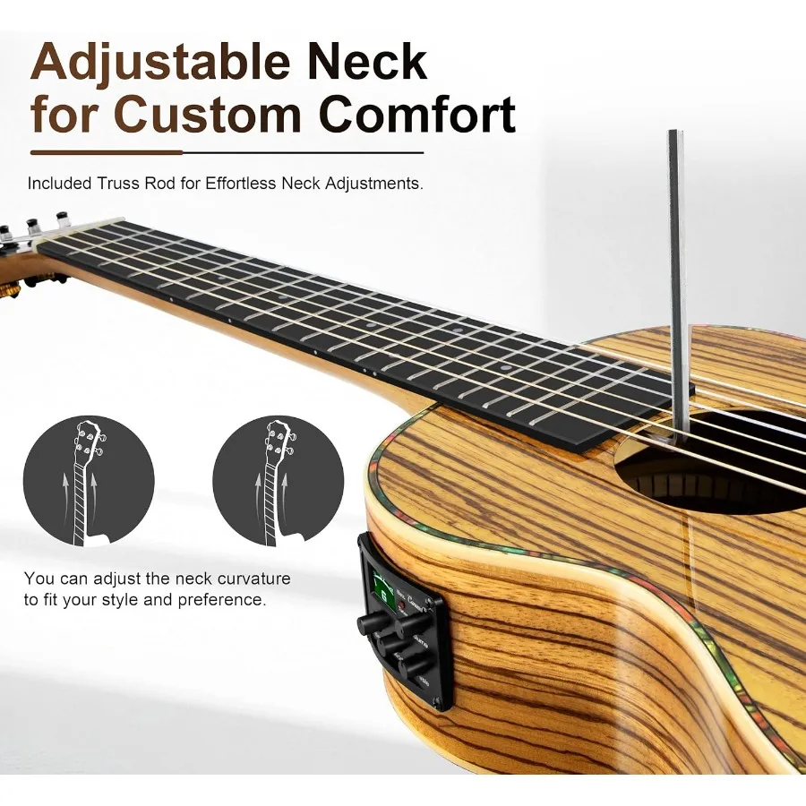 6 أوتار CB103G 30 بوصة عالية اللمعان خشب الحمار الوحشي الصوتية الكهربائية القيثارة Guitalele مع قضيب الجمالون لعشاق الموسيقى والأداء