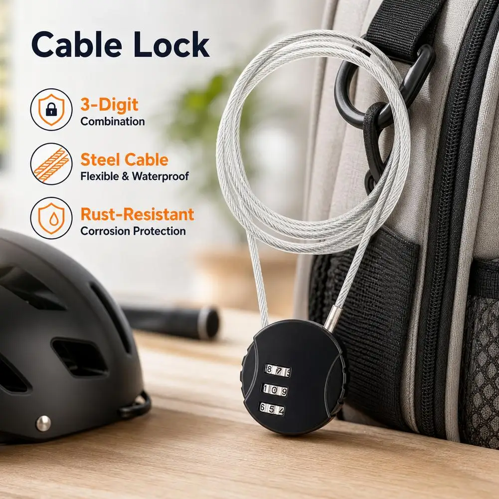 Combination Lock Steel Wire Cable Anti Theft Password Lock Portable Mini Padlock For Student Dormitory Luggage Suitcase Gym Lock