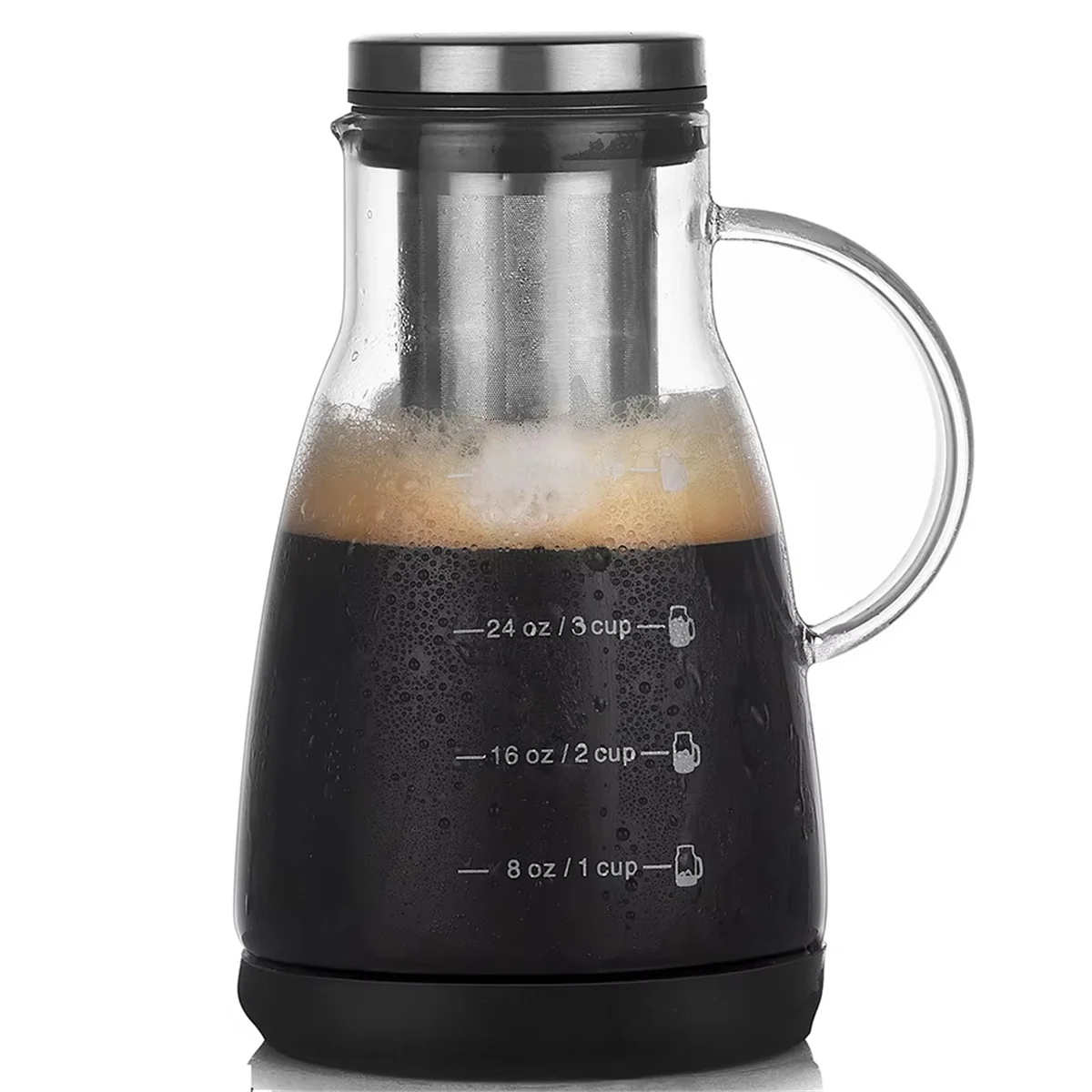 N37R_960ml Dual-Use Cold Brew Coffee & Tea Maker, Glass Pot for Home Use