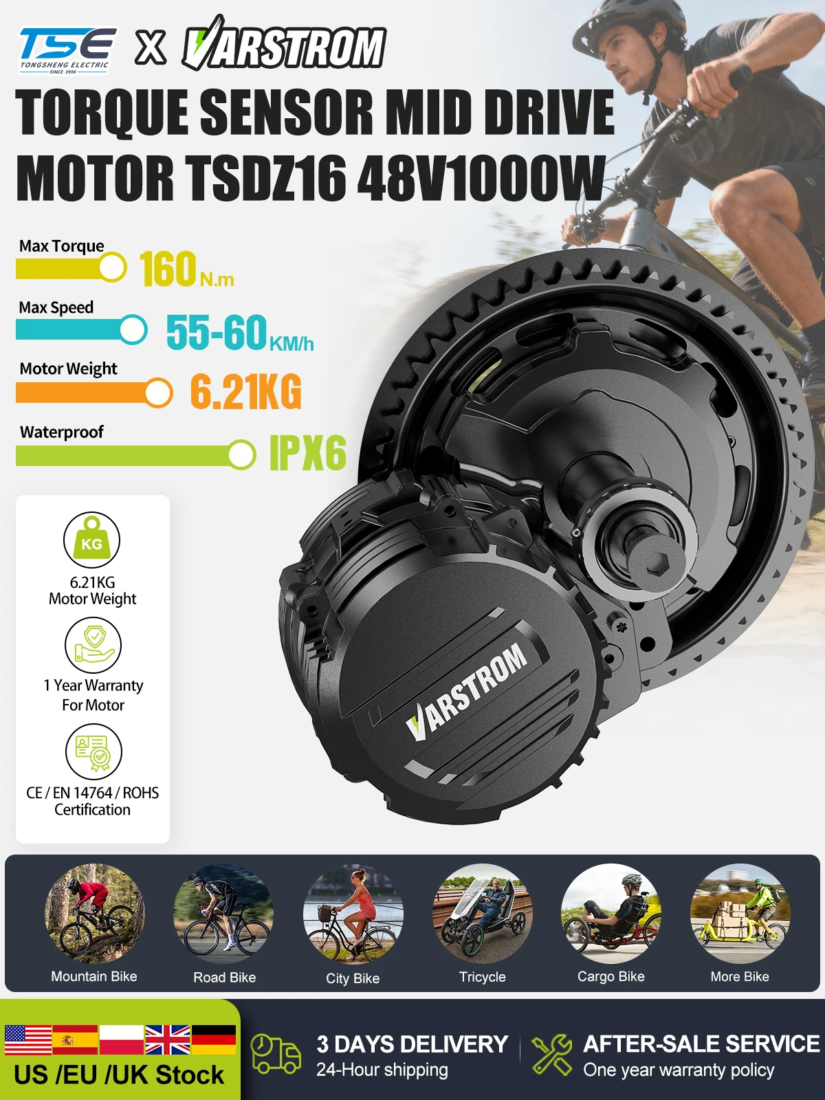 AliExpress NONE Tongsheng TSDZ8 750W TSDZ2B 250W 500W TSDZ16 1000W Motor Kit Mid Drive Torque Sensor e bike kits Conversion Engine Electric Bike