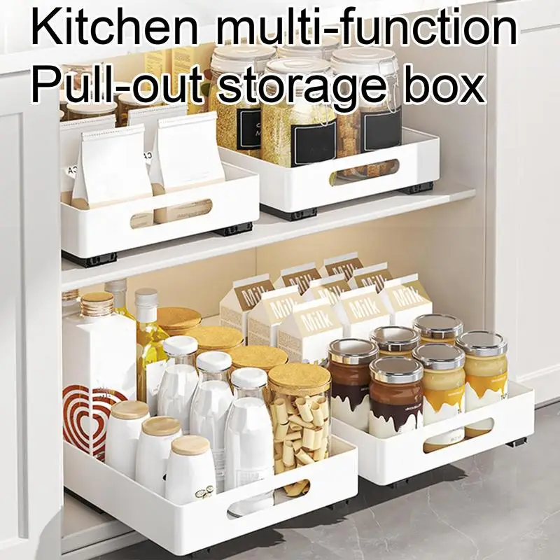 Push Pull Seasoning Rack Push Pull Type Iron Seasoning Rack Under Sink Silent Multifunctional Storage Rack Rustproof Organizing