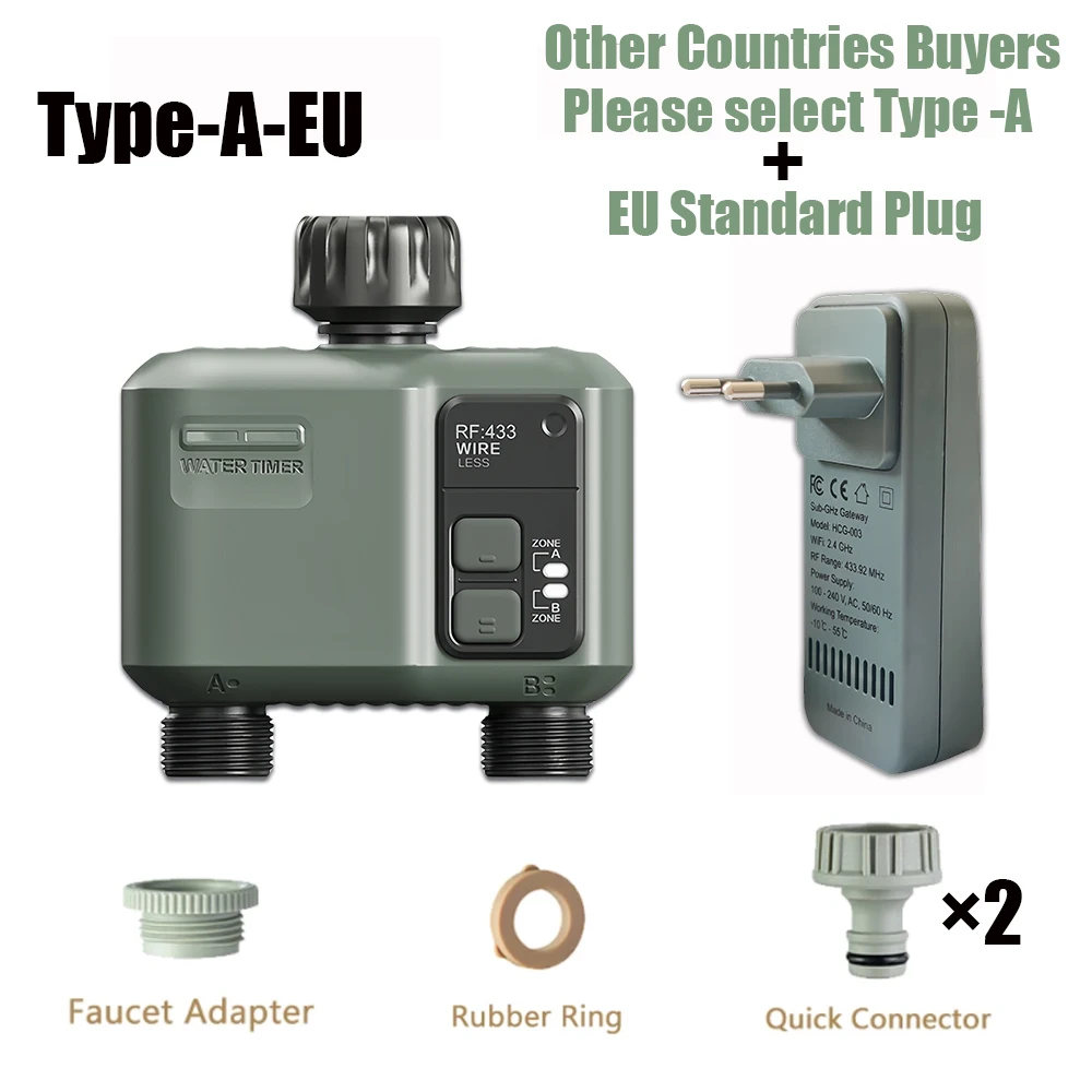 Wifi RF433 slimme tuinsproeier watertimer met 2-weg regenvertraging filter programmeerbare automatische irrigatiecontroller voor Tuya