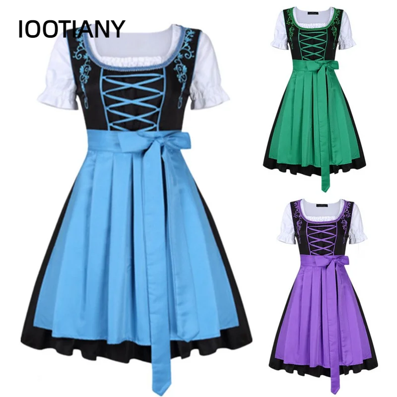 

Ladies Beer Maid Oktoberfest Dirndl Costume German Heidi Wench Fancy Dress Cosplay Outfit Medieval Costume