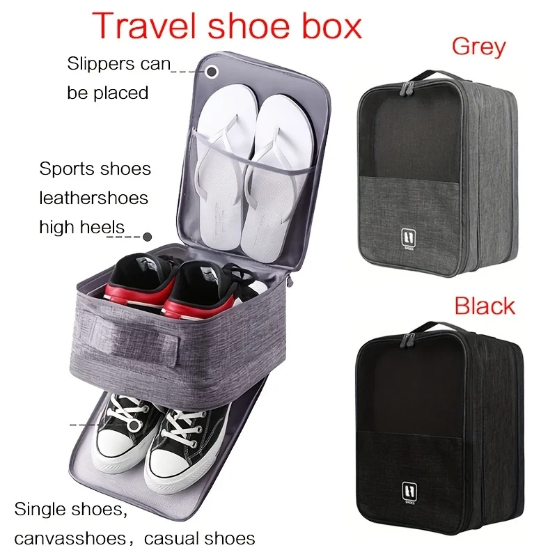 Three-Layer Portable Fabric Shoes  Bag - Spacious Travel Companion with Multi-Use Design for Organized  and Easy Carrying - Perf