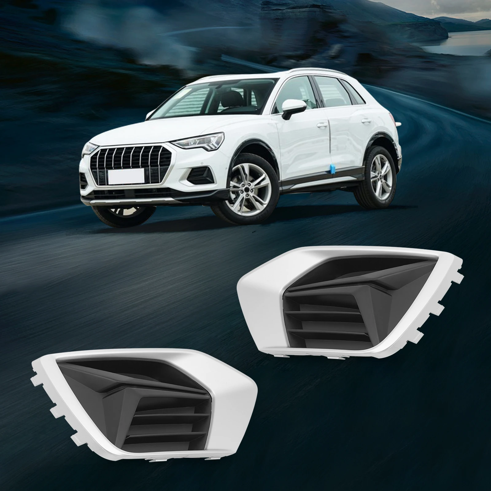 

Bumper Grille Fog Lamp Cover Front Bumper Grille Premium Plastic Material Fog Lamp Cover Suitable for 2019-2022 Audi Q3