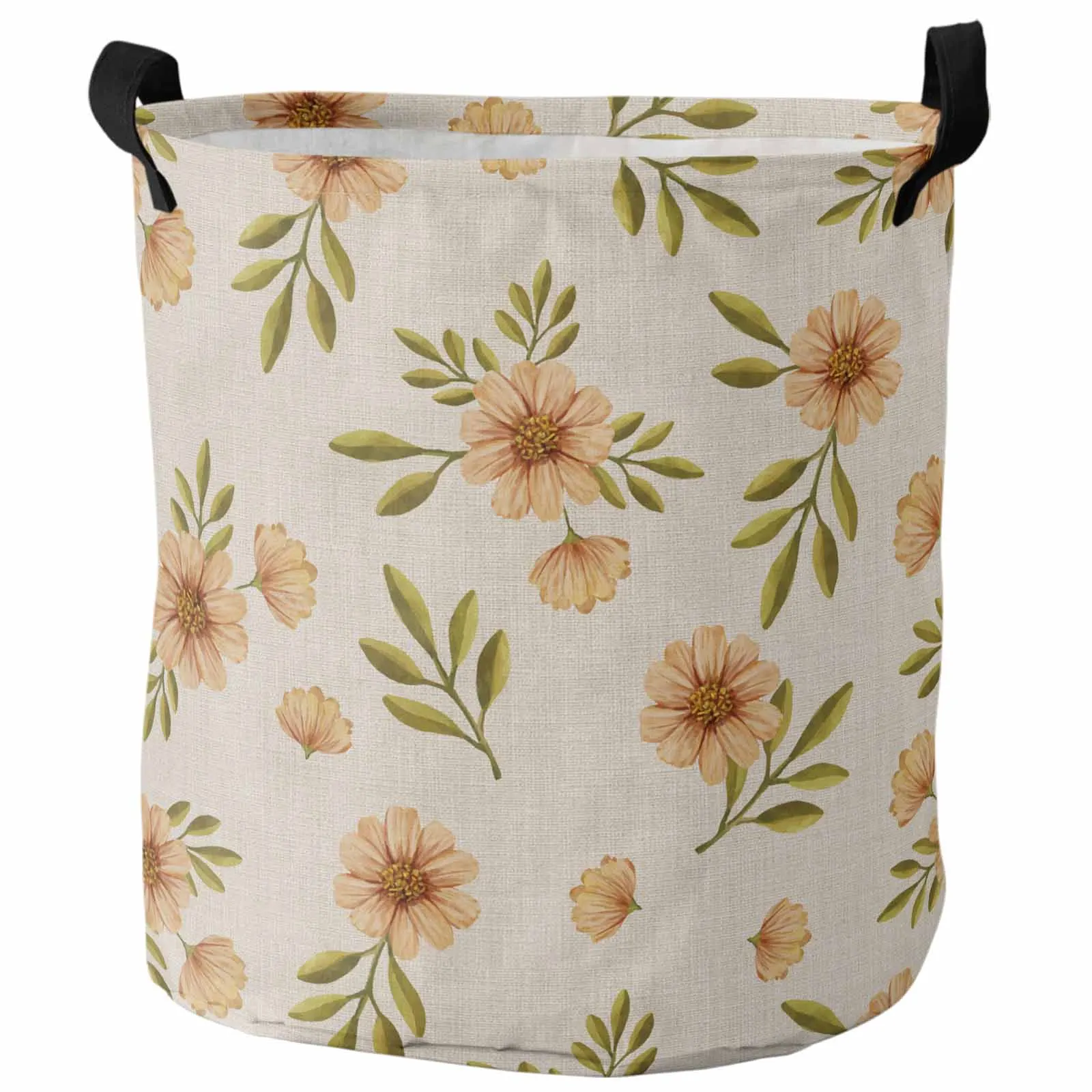 

Plant Daisy Leaves Watercolor Countryside Dirty Laundry Basket Foldable Waterproof Organizer Clothing Toy Storage Basket