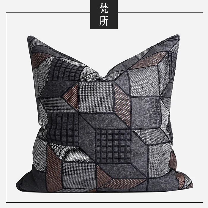 

Современная роскошная подушка для дивана, декоративная подушка для детской комнаты, сине-серая вышитая квадратная подушка, домашняя декоративная подушка