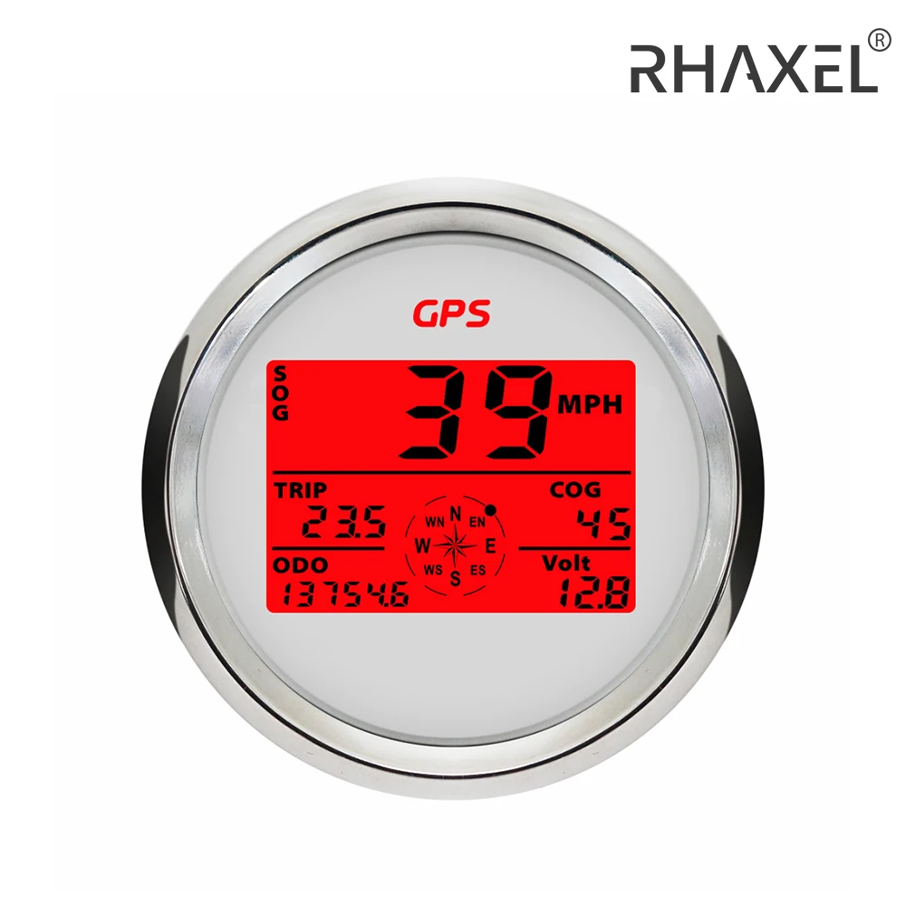 

RHAXEL 3 3/8'' Speedometer GPS Speedo Gauge 0-999km/h knots MPH with 8 Colors Backlight 12V 24V for Motorcycle Vessels VAN UTV