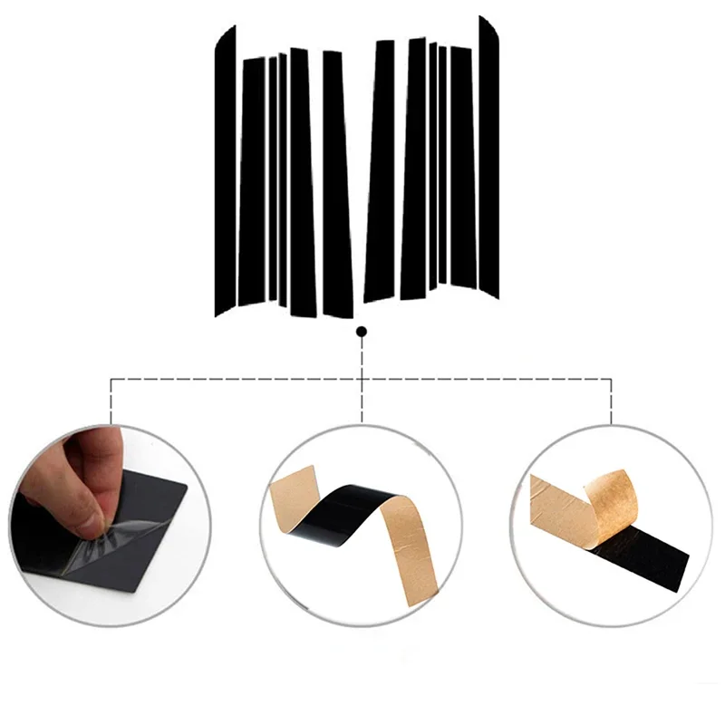 12PC For Range Rover L322 2002-2012 6PCS Glossy Black B C Pillar Stickers Window Door Column Trim Cover Decoration Accessories