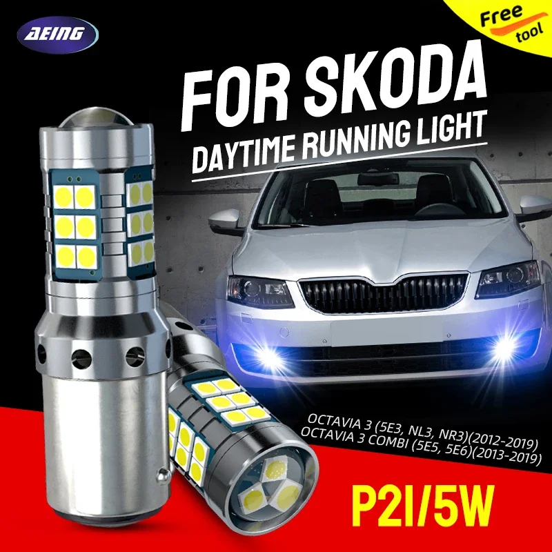 2pcs Car LED Blubs Daytime Running Lights DRL Bulb For Skoda Octavia Mk3 Combi 5E3 NL3 NR3 5E5 5E6 2012 2013 2014 2015 2016 2019