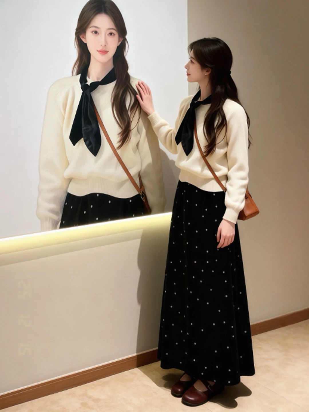 

Korean Sle Gentle Floral Print Sweater And f Skirt Two-Piece Set Youthful Spring Collection 2026 for Women