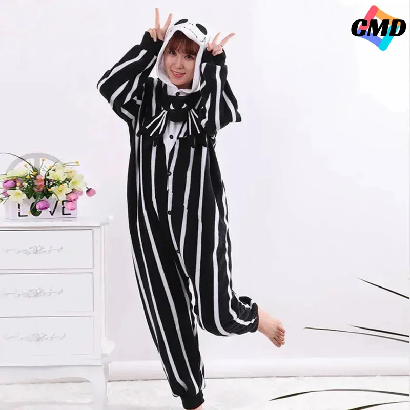 Cos Kigurumi skeleton Jack onesies unisex adult pajamas cosplay costume animal onesie sleepwear jumpsuit