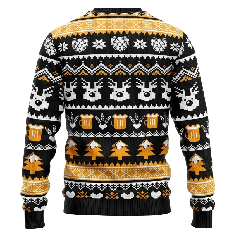 Merry Christmas Beer Pattern Ugly Christmas Sweater For Men Women Full Print Long Sleeve Sport Tracksuit Men's Xmas Sweatshirts